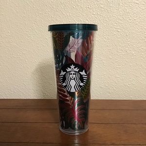 NEW Starbucks RARE Metallic Foil Tropical Leaf Tumbler